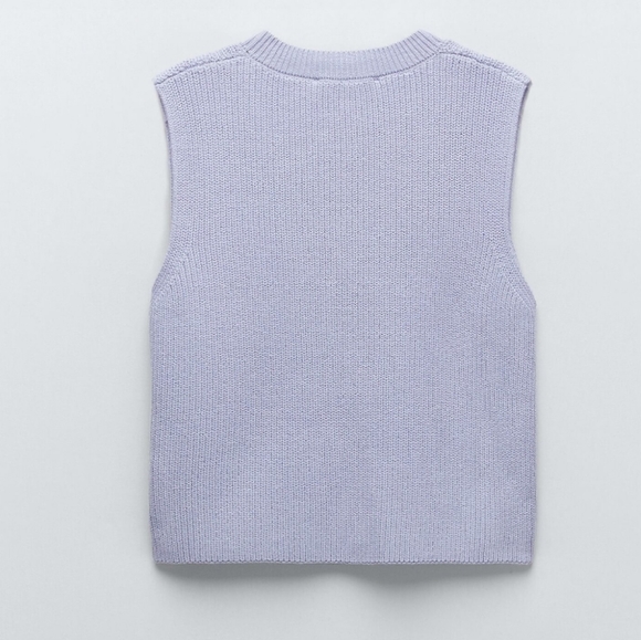 Zara Blue Knit Sweater Vest Top Sleeveless - Picture 4 of 12